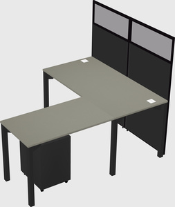 Shared l-shaped cubicle
