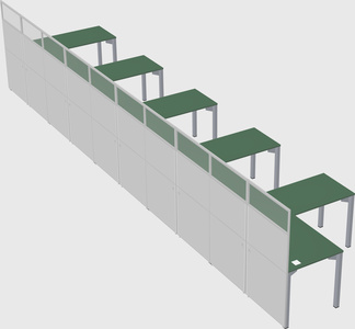 Shared l-shaped cubicle
