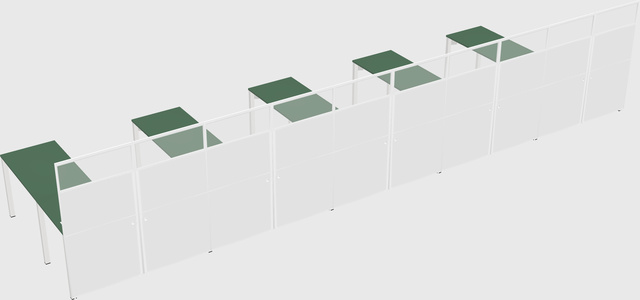 Shared l-shaped cubicle