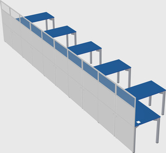 Shared l-shaped cubicle