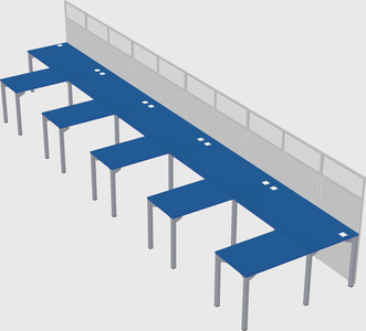 Shared l-shaped cubicle