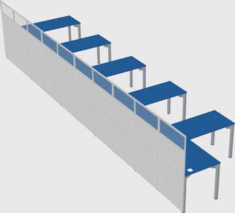 Shared l-shaped cubicle