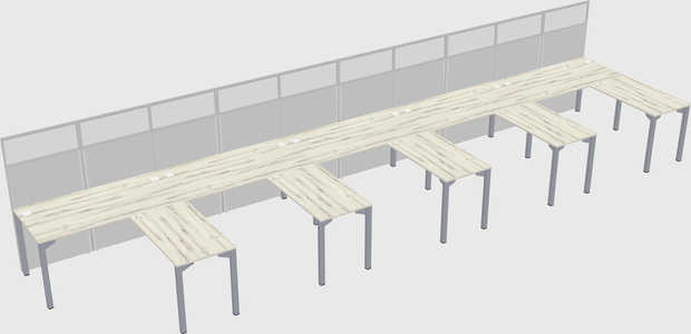 Shared l-shaped cubicle