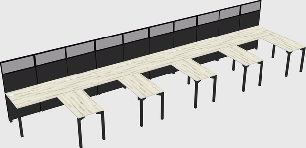 Shared l-shaped cubicle