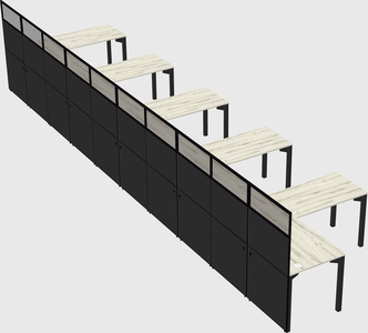 Shared l-shaped cubicle