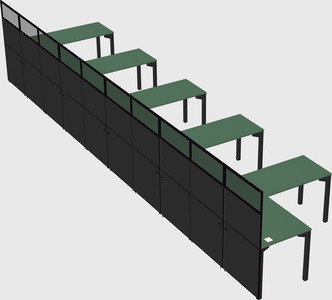 Shared l-shaped cubicle