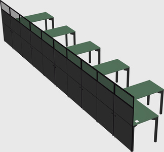 Shared l-shaped cubicle