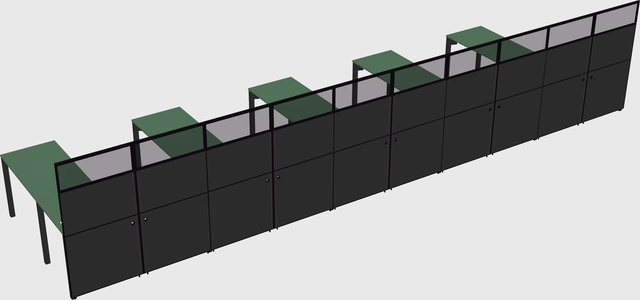 Shared l-shaped cubicle