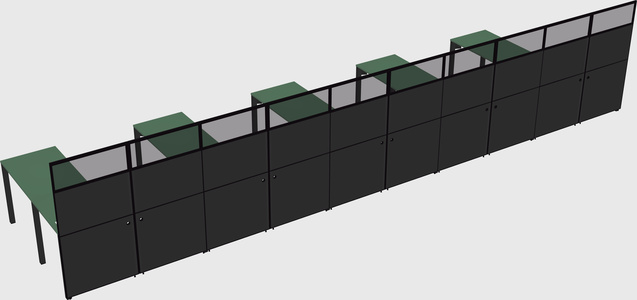Shared l-shaped cubicle