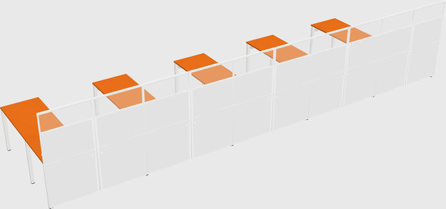 Shared l-shaped cubicle