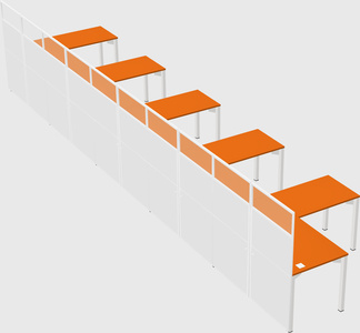 Shared l-shaped cubicle