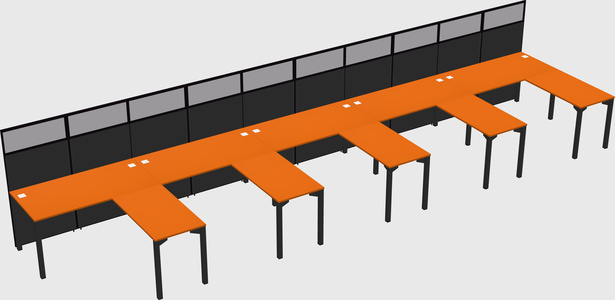 Shared l-shaped cubicle