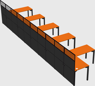 Shared l-shaped cubicle