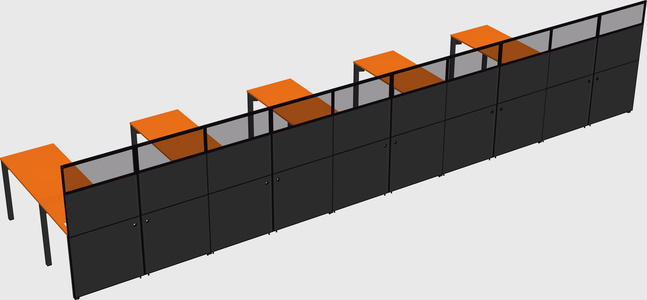 Shared l-shaped cubicle