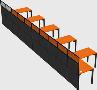 Shared l-shaped cubicle
