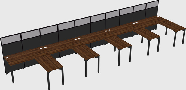 Shared l-shaped cubicle