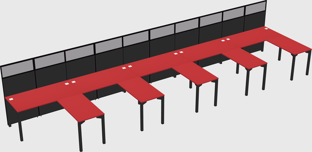 Shared l-shaped cubicle