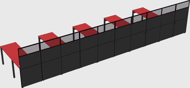Shared l-shaped cubicle