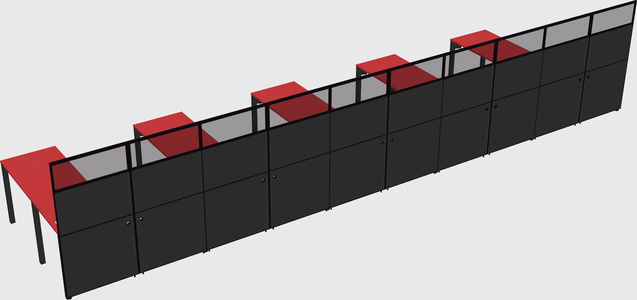 Shared l-shaped cubicle