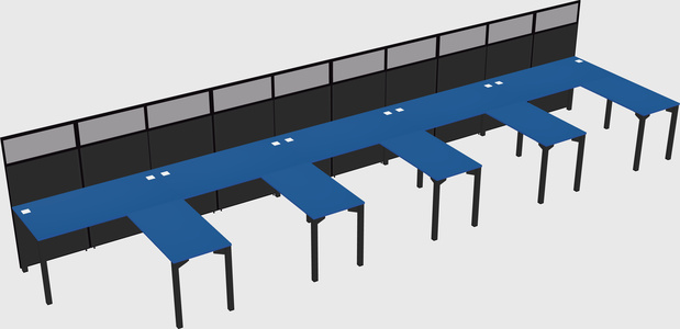 Shared l-shaped cubicle