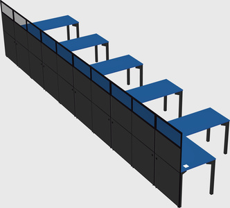 Shared l-shaped cubicle