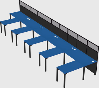 Shared l-shaped cubicle