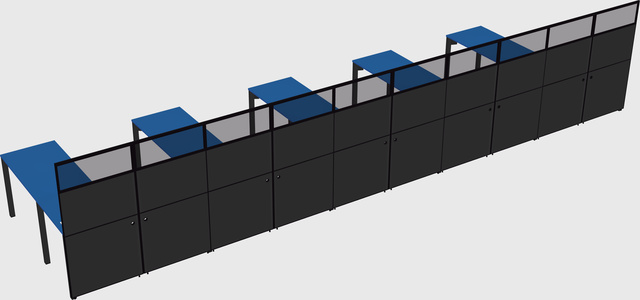 Shared l-shaped cubicle