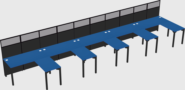 Shared l-shaped cubicle