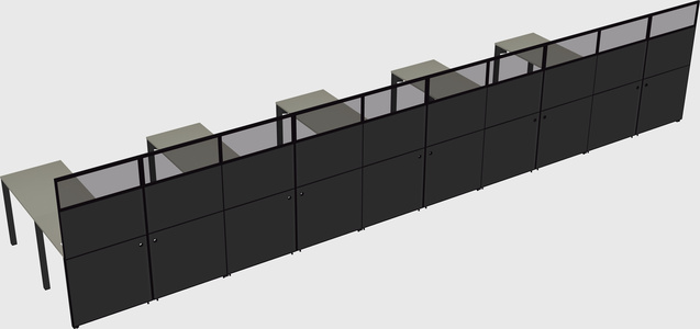 Shared l-shaped cubicle