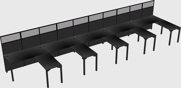 Shared l-shaped cubicle