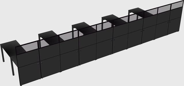 Shared l-shaped cubicle
