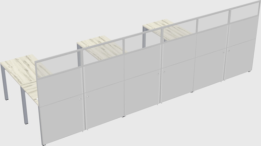 Shared l-shaped cubicle