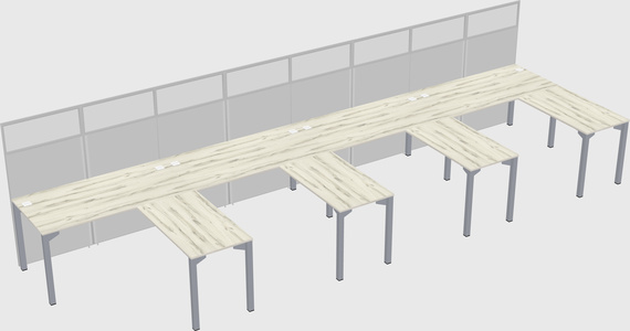 Shared l-shaped cubicle