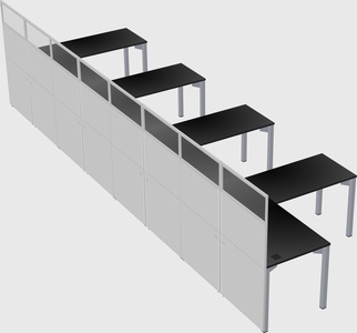 Shared l-shaped cubicle