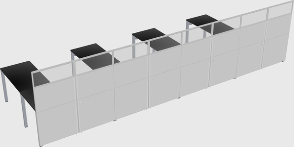 Shared l-shaped cubicle