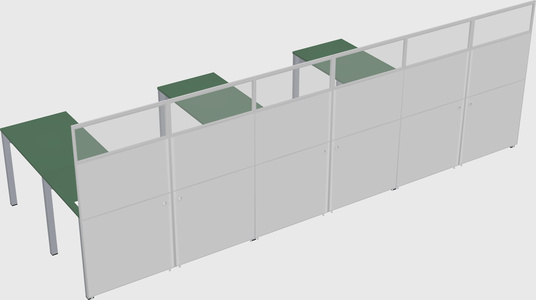 Shared l-shaped cubicle