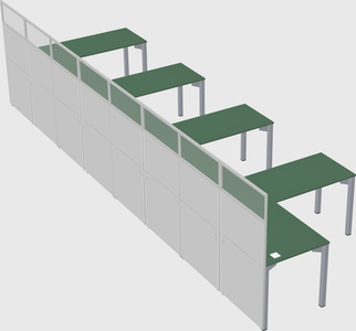 Shared l-shaped cubicle