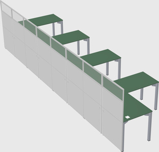 Shared l-shaped cubicle