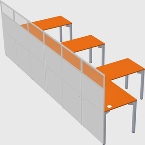 Shared l-shaped cubicle