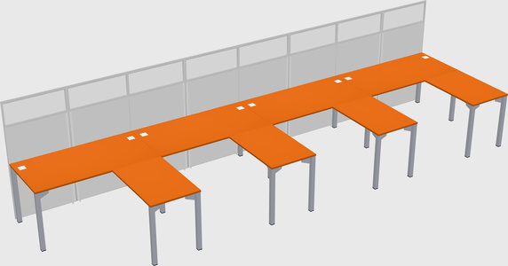 Shared l-shaped cubicle