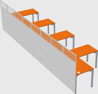 Shared l-shaped cubicle