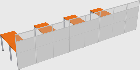 Shared l-shaped cubicle