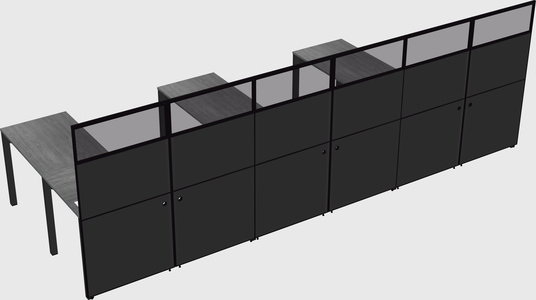 Shared l-shaped cubicle