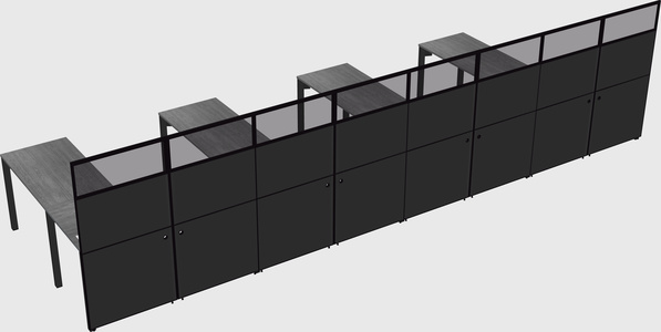 Shared l-shaped cubicle