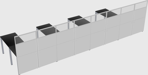 Shared l-shaped cubicle