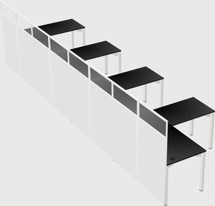 Shared l-shaped cubicle
