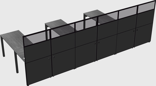 Shared l-shaped cubicle