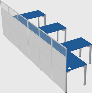 Shared l-shaped cubicle
