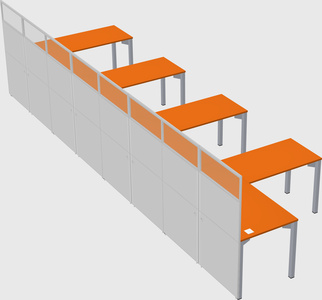 Shared l-shaped cubicle