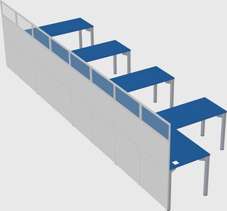 Shared l-shaped cubicle